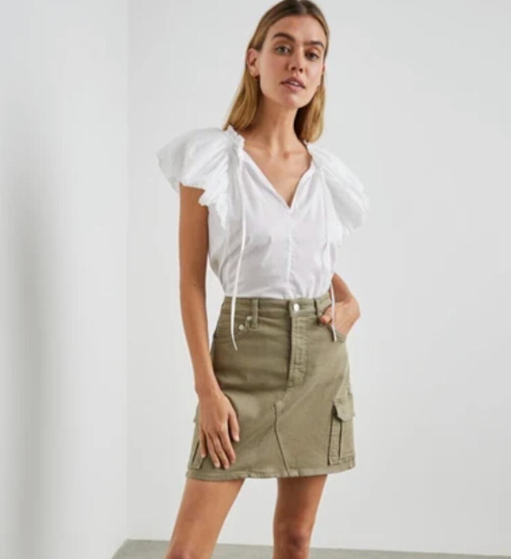 Rails Karysa White Flutter Sleeve Cotton Blouse NWT Size XS